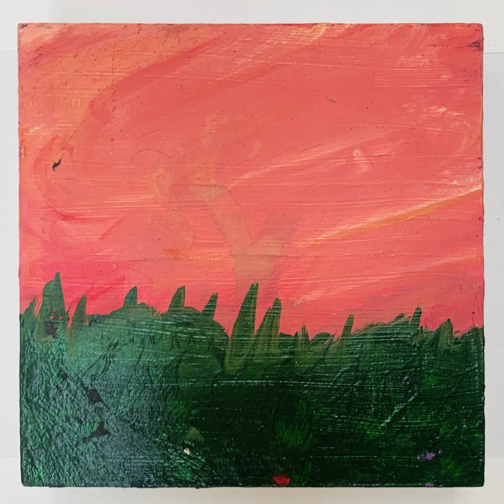 grass in an orange sky